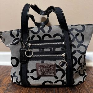 Coach Poppy Black Op Art Glam Tote C1020-14530